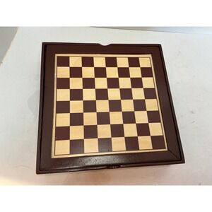7 in 1 Wooden Board Game Fourstar Set Chess Backgammon Dominoes Cards‎ Brown